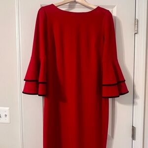 Calvin Klein Red Long Sleeve Dress